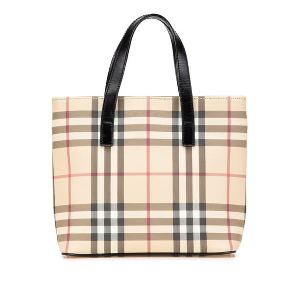 Pre-owned Burberry House Check Canvas Handbag Brown