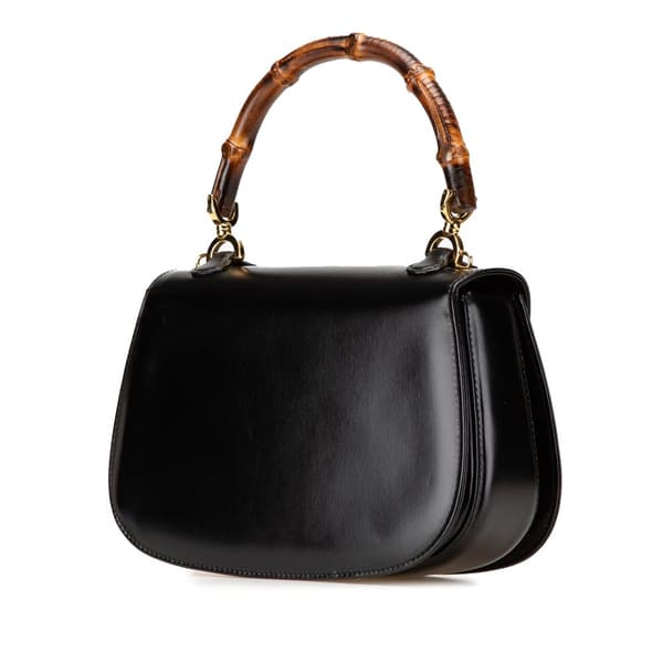 Pre-owned Gucci Calfskin Bamboo Night Black