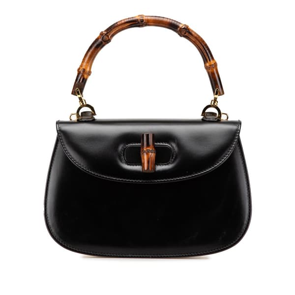 Pre-owned Gucci Calfskin Bamboo Night Black