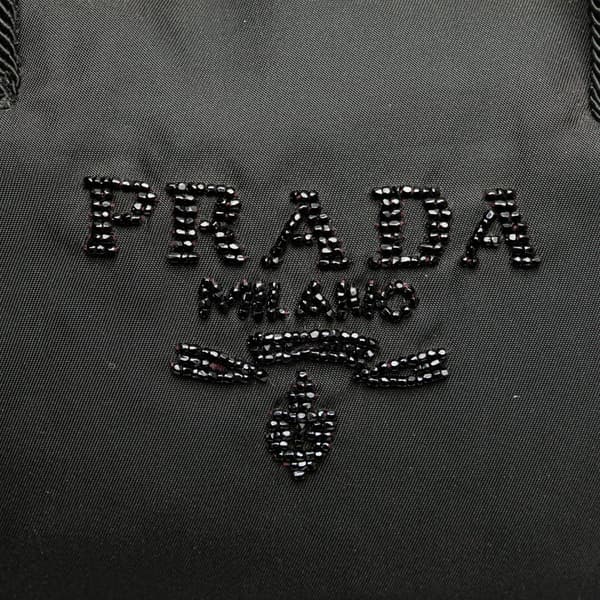 Pre-owned Prada Tessuto Beaded Tassel Handbag Black