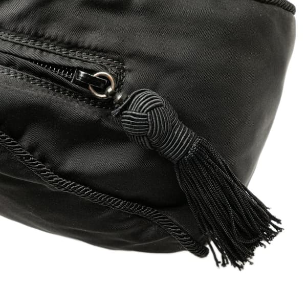 Pre-owned Prada Tessuto Beaded Tassel Handbag Black