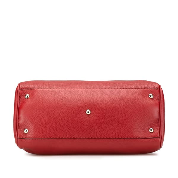 Pre-owned Gucci Medium Calfskin Bamboo Shopper Satchel Red