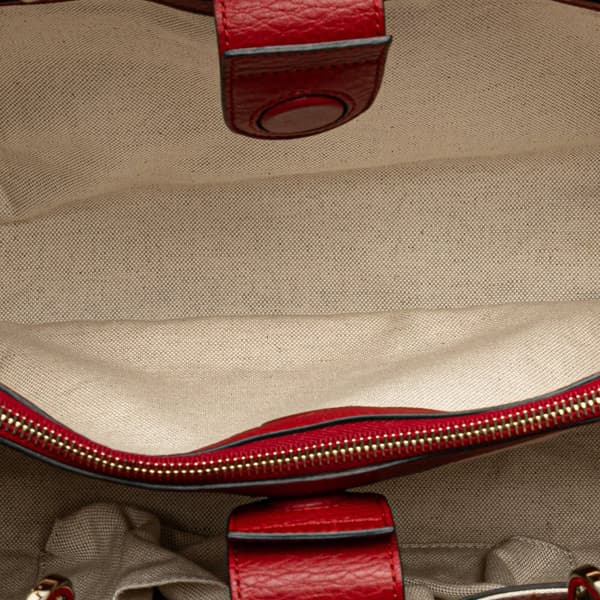Pre-owned Gucci Medium Calfskin Bamboo Shopper Satchel Red
