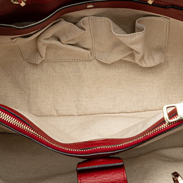 Pre-owned Gucci Medium Calfskin Bamboo Shopper Satchel Red