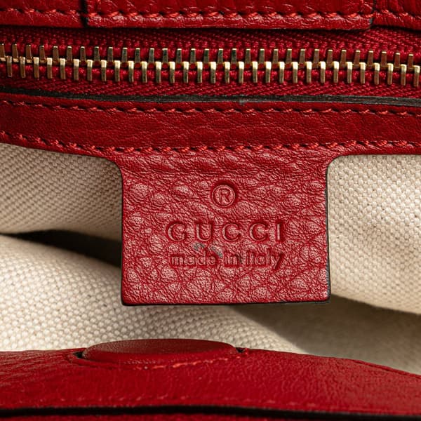 Pre-owned Gucci Medium Calfskin Bamboo Shopper Satchel Red