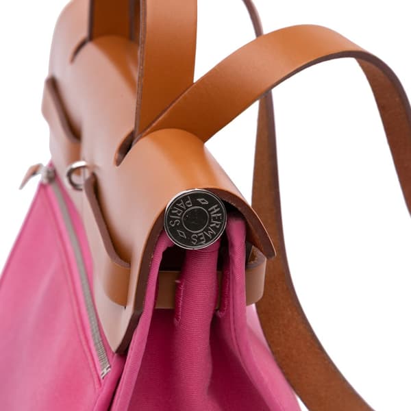 Pre-owned Hermès Toile Herbag Zip 31 Pink