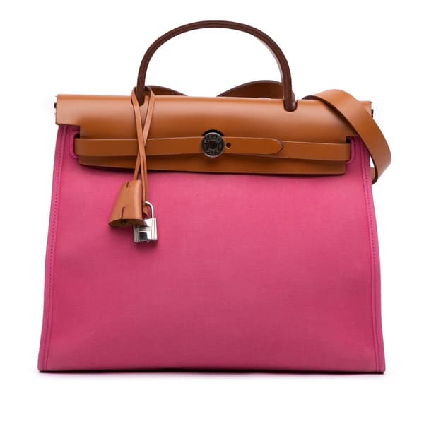 Pre-owned Hermès Toile Herbag Zip 31 Pink