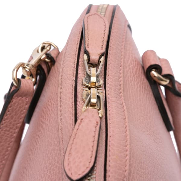 Pre-owned Gucci Mini Leather GG Charm Dome Satchel Pink