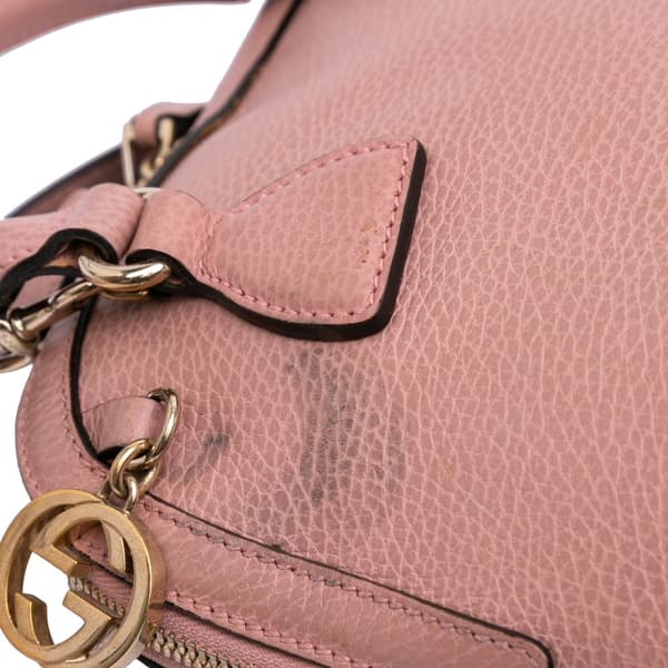 Pre-owned Gucci Mini Leather GG Charm Dome Satchel Pink