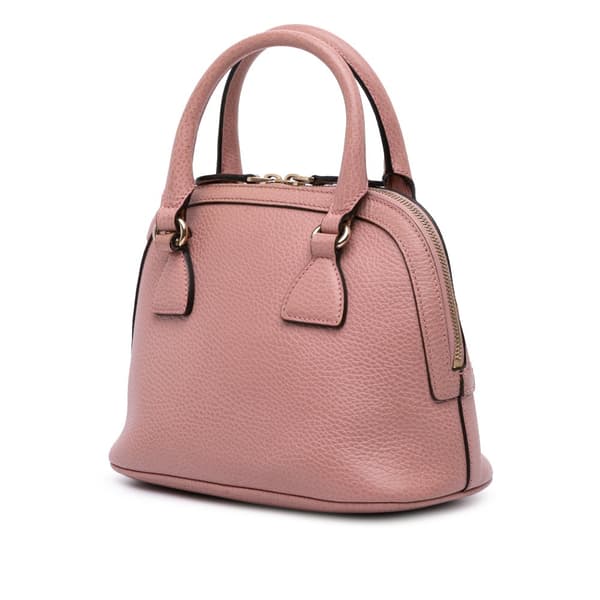 Pre-owned Gucci Mini Leather GG Charm Dome Satchel Pink