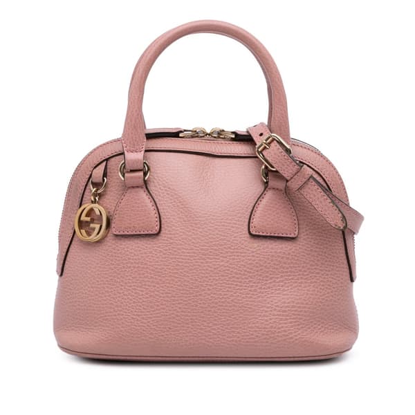 Pre-owned Gucci Mini Leather GG Charm Dome Satchel Pink