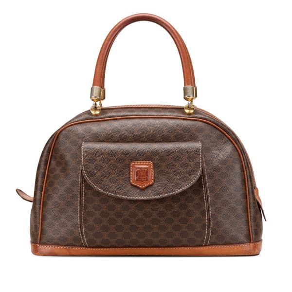 Pre-owned Celine Macadam Coated Canvas Handbag Brown