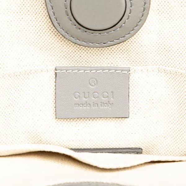 Pre-owned Gucci Leather GG Ribbon Satchel Gray