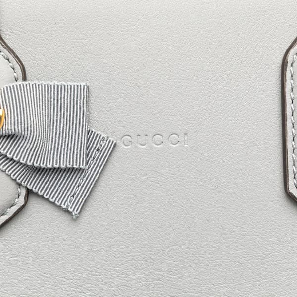 Pre-owned Gucci Leather GG Ribbon Satchel Gray