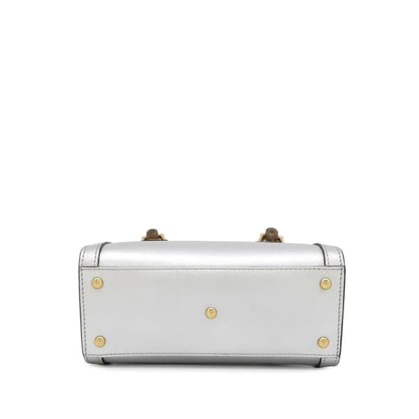 Pre-owned Gucci Mini Calfskin Bamboo Diana Satchel Silver