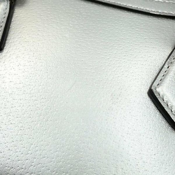 Pre-owned Gucci Mini Calfskin Bamboo Diana Satchel Silver