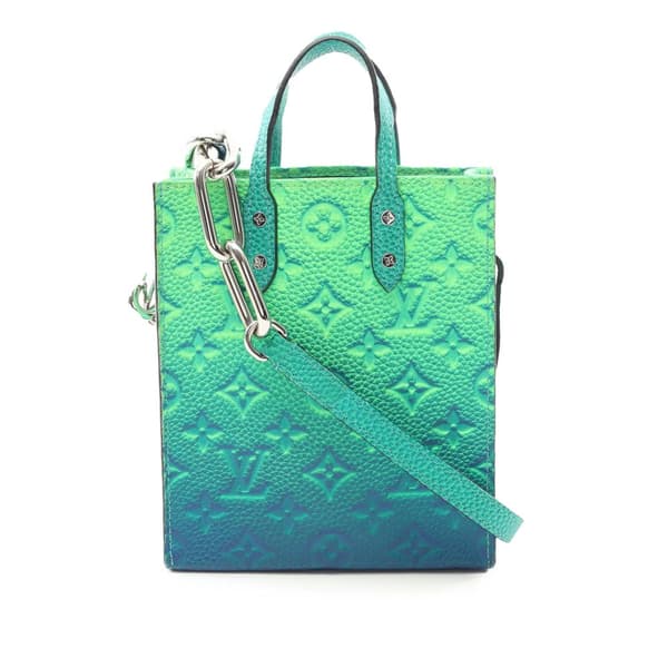 Pre-owned Louis Vuitton Monogram Taurillon Illusion Sac Plat XS Green