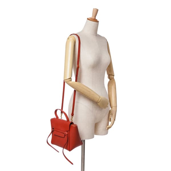 Pre-owned Celine Nano Grained Calfskin Belt Bag Red