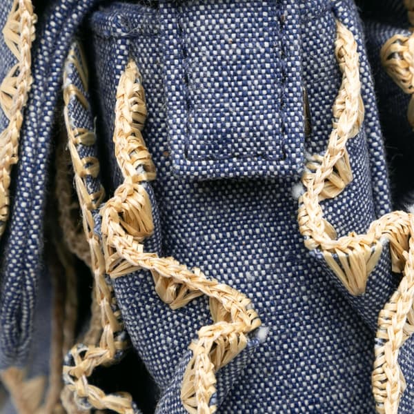 Pre-owned Fendi Embroidered Denim Ruffled F is Fendi Kan I Baguette Blue
