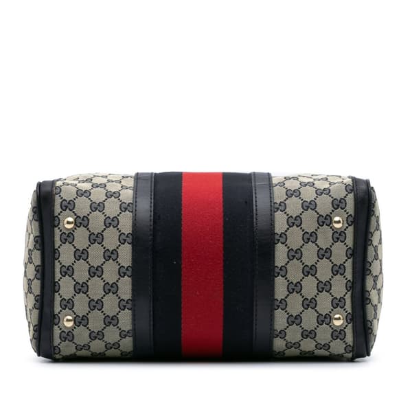 Pre-owned Gucci GG Canvas Web Boston Gray