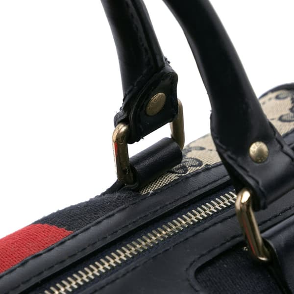 Pre-owned Gucci GG Canvas Web Boston Gray
