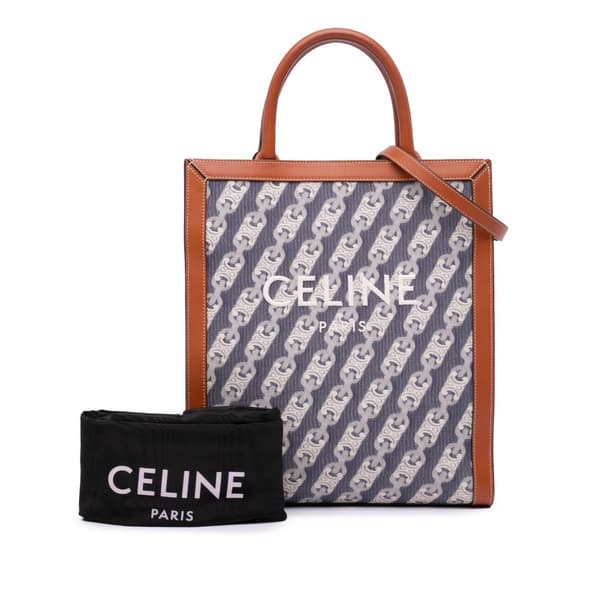 Pre-owned Celine Small Canvas Triomphe Maillon Vertical Cabas Satchel Blue