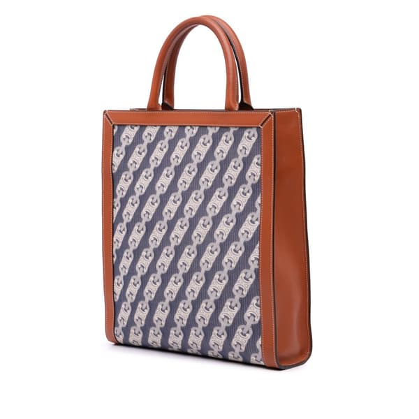 Pre-owned Celine Small Canvas Triomphe Maillon Vertical Cabas Satchel Blue