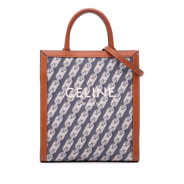 Pre-owned Celine Small Canvas Triomphe Maillon Vertical Cabas Satchel Blue