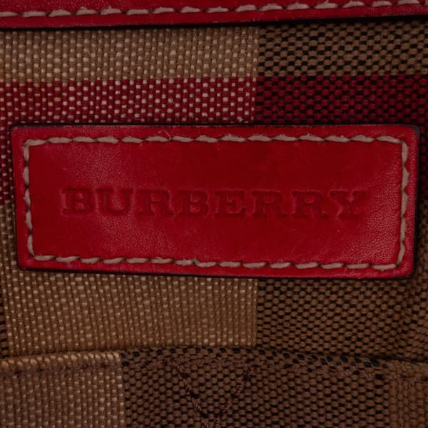 Pre-owned Burberry Medium Mega Check Canvas Ashby Bucket Bag Brown
