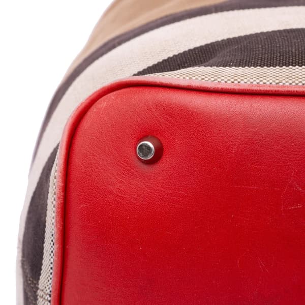 Pre-owned Burberry Medium Mega Check Canvas Ashby Bucket Bag Brown