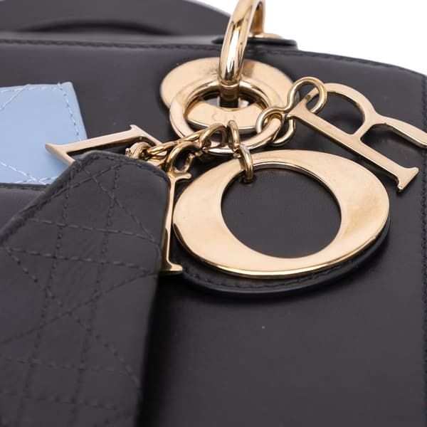 Pre-owned Dior Medium Calfskin Pockets Lady Dior Black