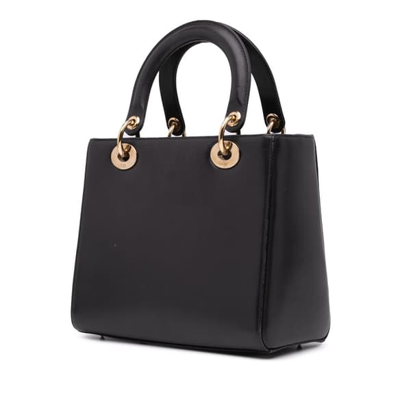 Pre-owned Dior Medium Calfskin Pockets Lady Dior Black