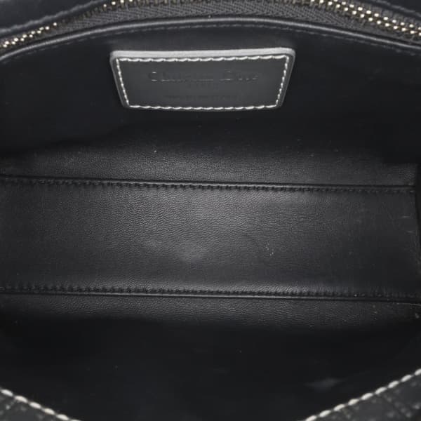 Pre-owned Dior Mini Metallic Patent Microcannage Lady Dior Silver