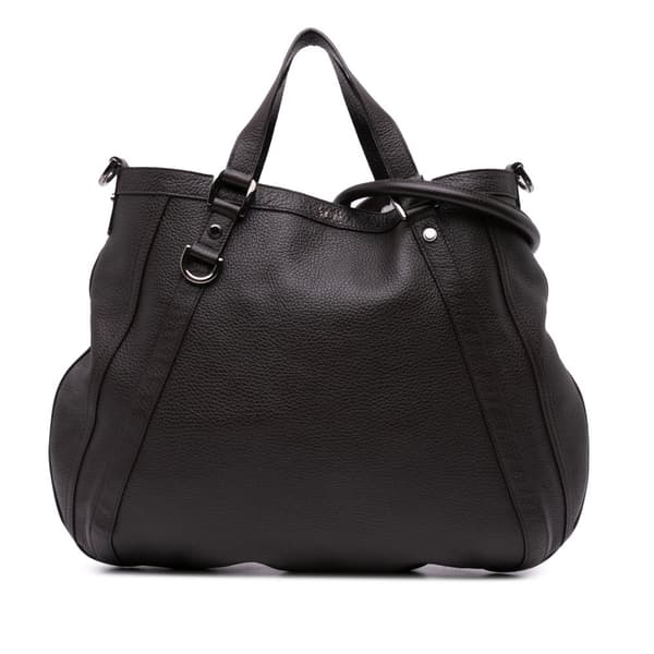 Pre-owned Gucci Leather Abbey D Ring Satchel Brown