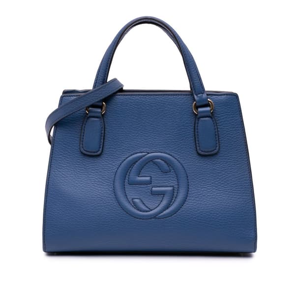 Pre-owned Gucci Medium Dollar Calf Soho Top Handle Convertible Tote Blue