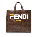 Pikkukuva 1 / 10: Pre-owned Fendi Fila Zucca Coated Canvas Logo Mania Shopper Tote Brown