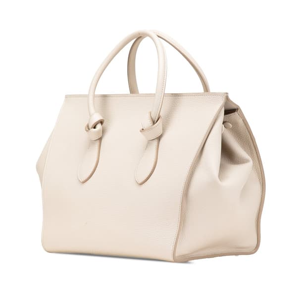 Pre-owned Celine Small Grained Calfskin Tie Knot Handbag White