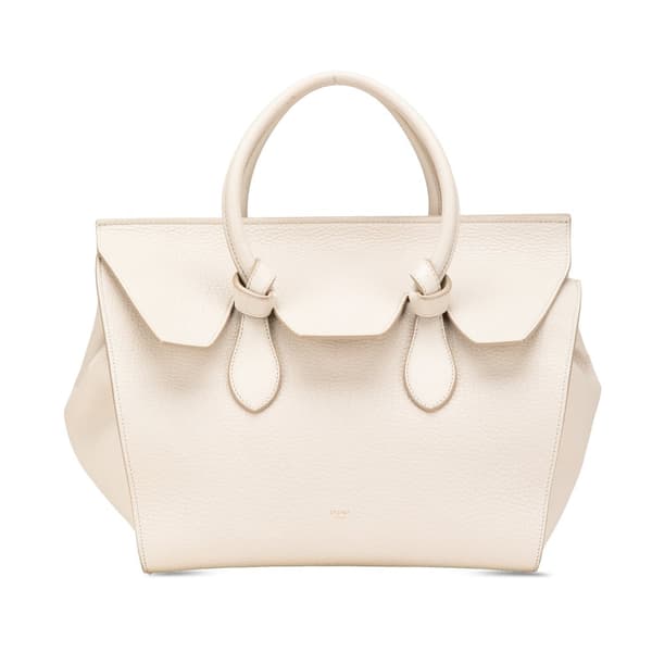 Pre-owned Celine Small Grained Calfskin Tie Knot Handbag White
