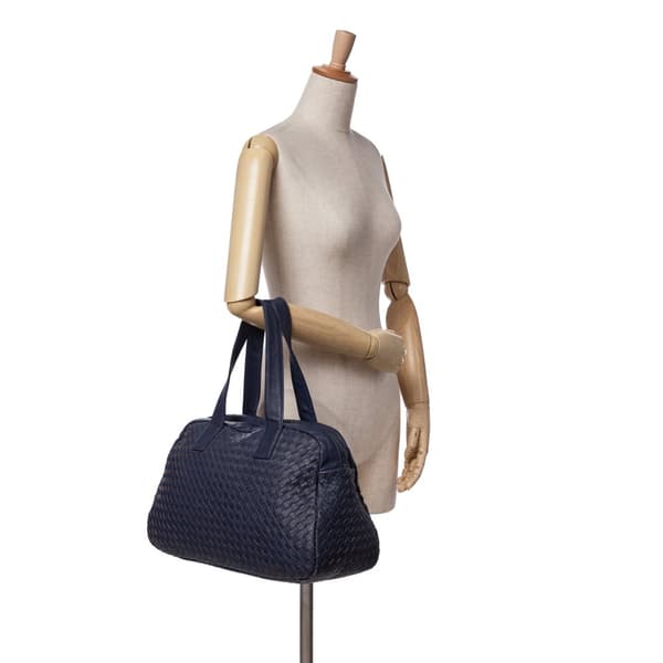 Pre-owned Bottega Veneta Nappa Intrecciato Handbag Blue
