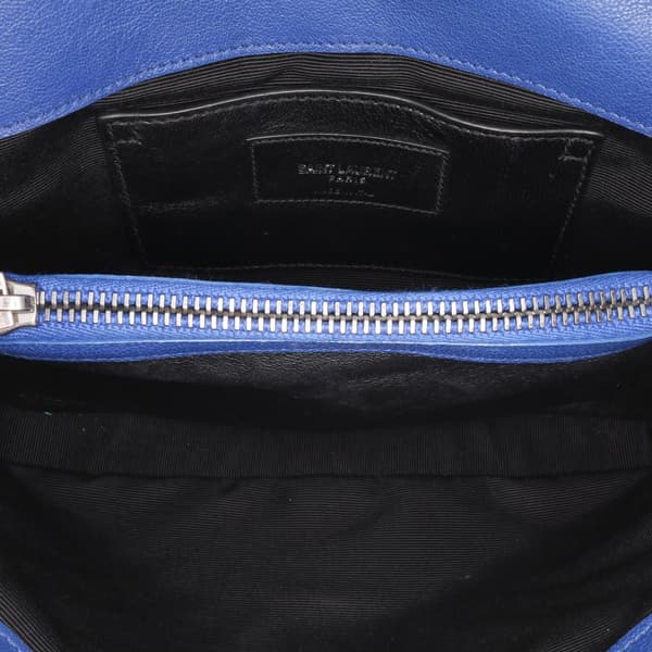 Pre-owned Saint Laurent Medium Monogram Chevron Sheepskin College Bag Blue