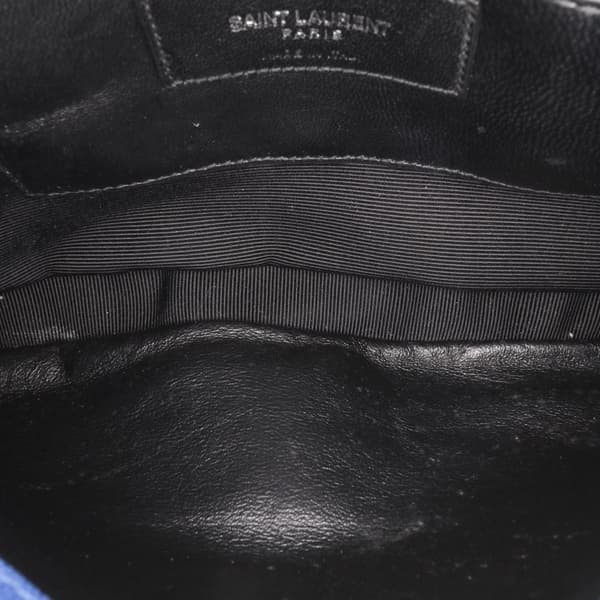 Pre-owned Saint Laurent Medium Monogram Chevron Sheepskin College Bag Blue