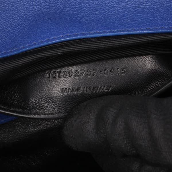 Pre-owned Saint Laurent Medium Monogram Chevron Sheepskin College Bag Blue