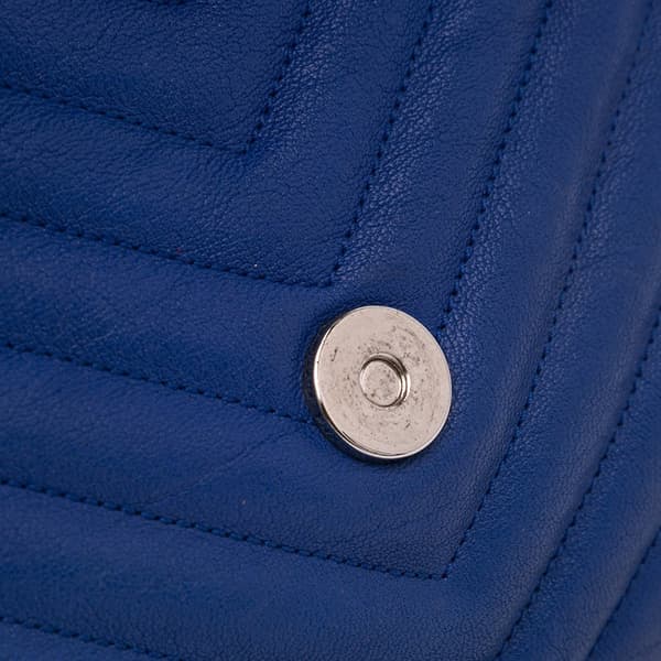 Pre-owned Saint Laurent Medium Monogram Chevron Sheepskin College Bag Blue