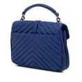 Miniatyrbild 2 av 10: Pre-owned Saint Laurent Medium Monogram Chevron Sheepskin College Bag Blue