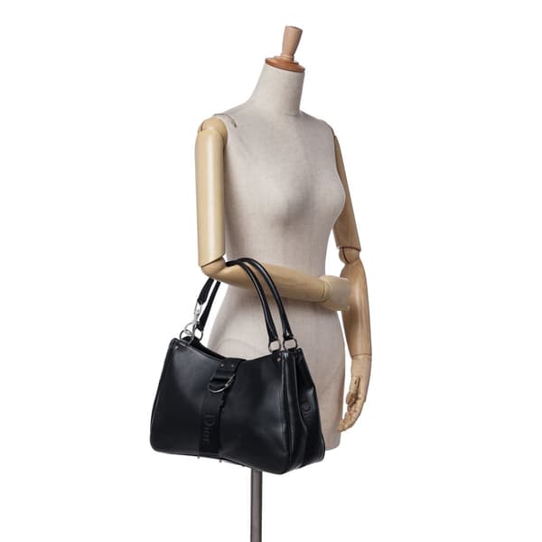 Pre-owned Dior Coated Canvas Crystal Hardcore Handbag Black