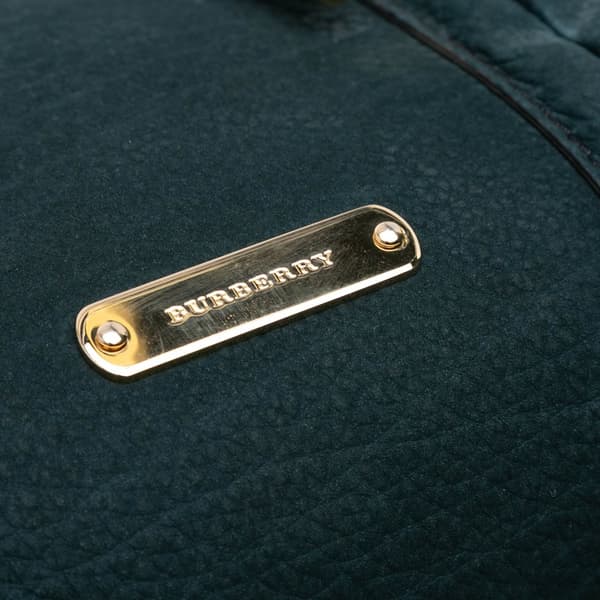 Pre-owned Burberry Nubuck Bow Barrel Top Handle Bag Green