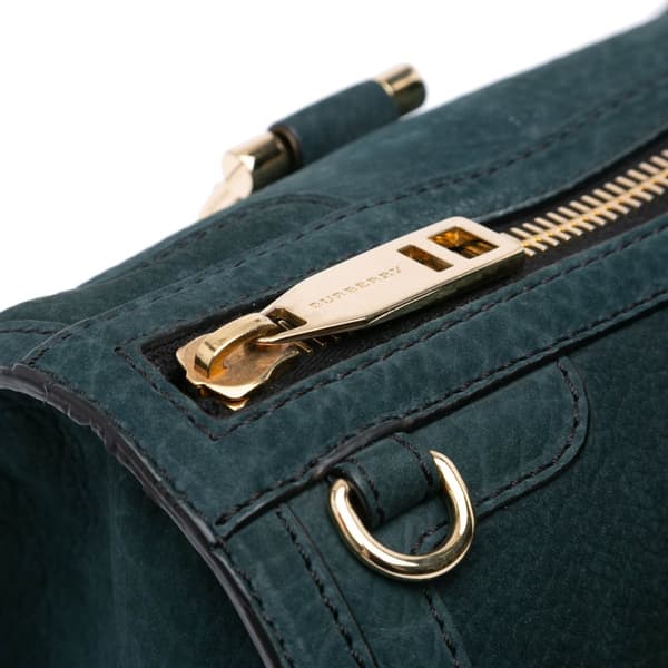 Pre-owned Burberry Nubuck Bow Barrel Top Handle Bag Green