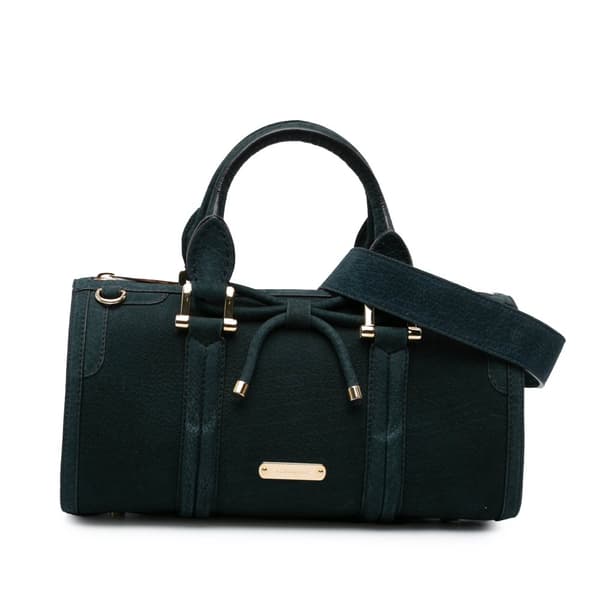 Pre-owned Burberry Nubuck Bow Barrel Top Handle Bag Green