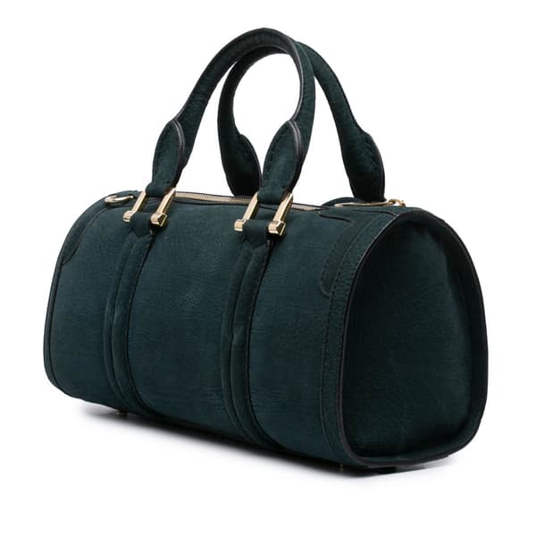 Pre-owned Burberry Nubuck Bow Barrel Top Handle Bag Green