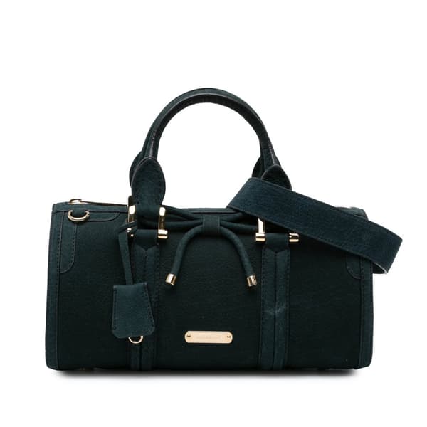 Pre-owned Burberry Nubuck Bow Barrel Top Handle Bag Green